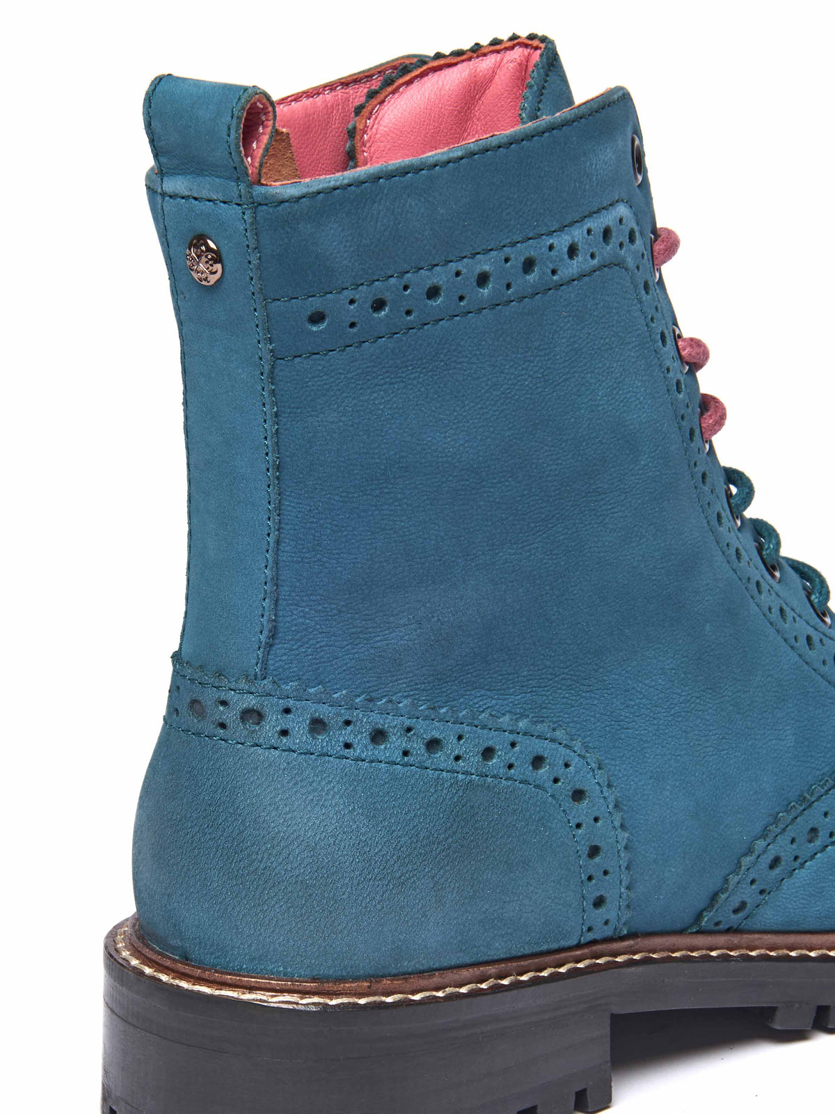 Blue / Green lace up leather brogue boots - FILICO LAGOON NUBUCK