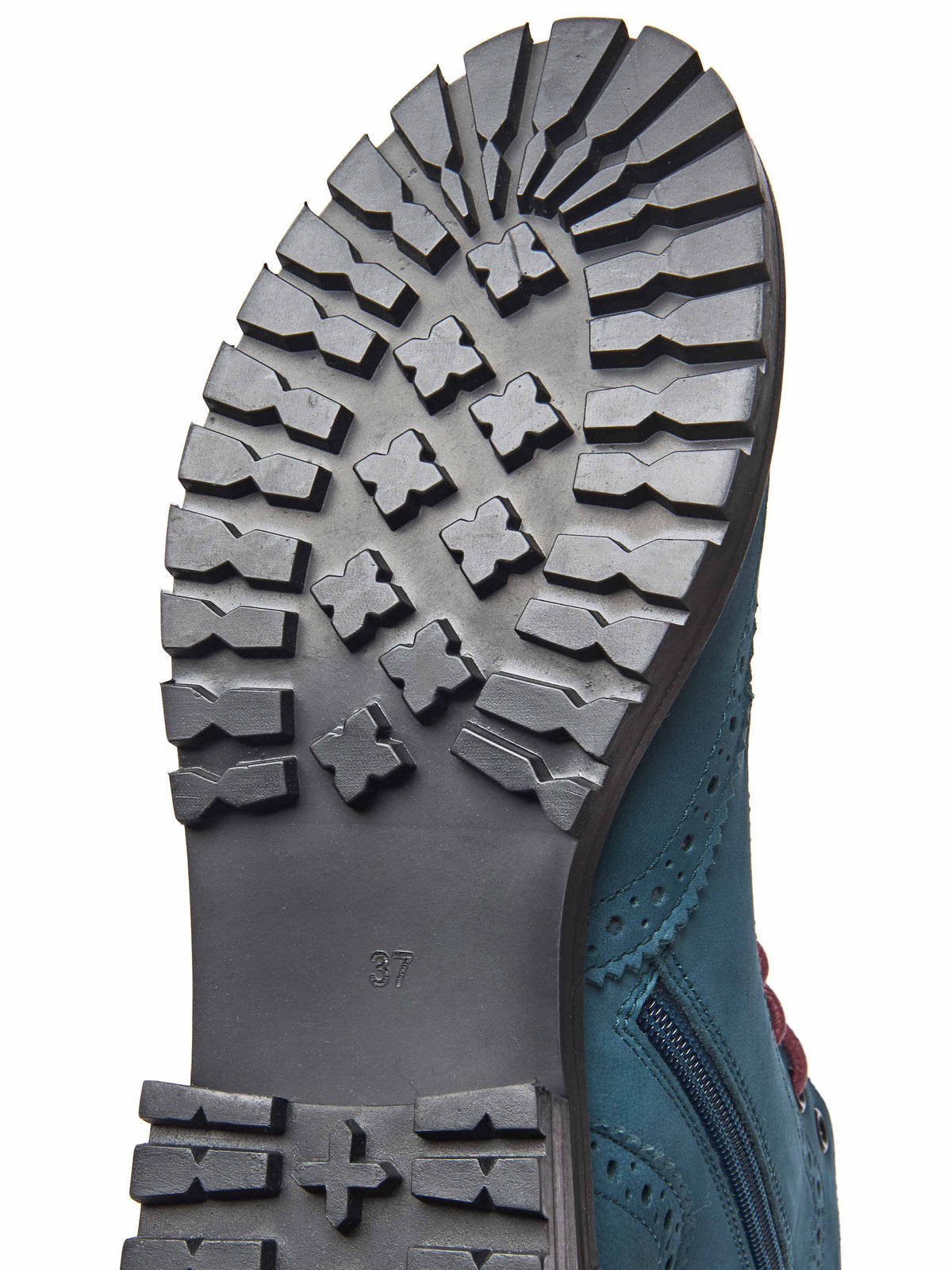 Blue / Green lace up leather brogue boots - FILICO LAGOON NUBUCK