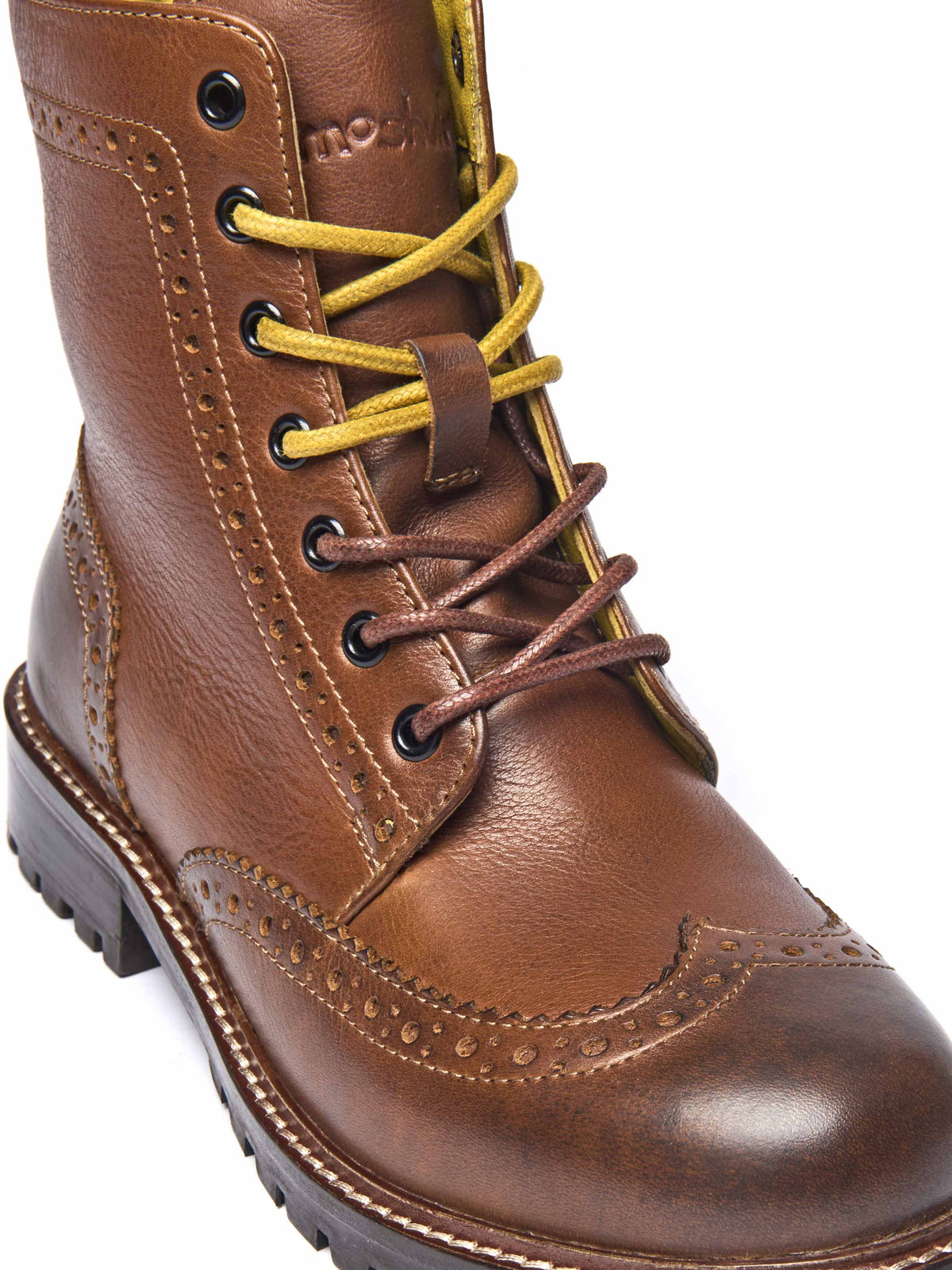 Brown lace up leather brogue boots - FILICO PECAN