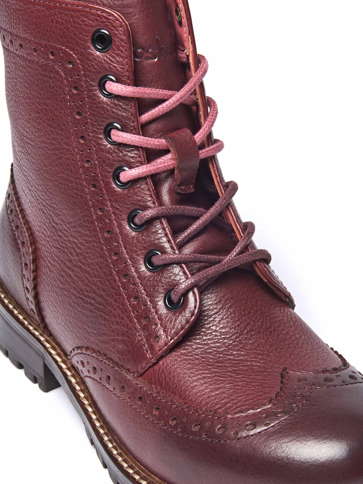 Red lace up leather brogue boots - FILICO ZINFANDEL RED
