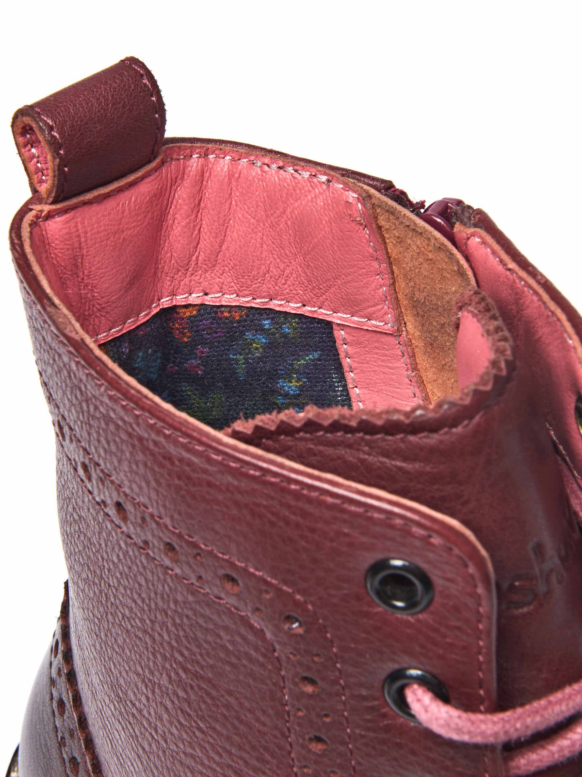 Red lace up leather brogue boots - FILICO ZINFANDEL RED