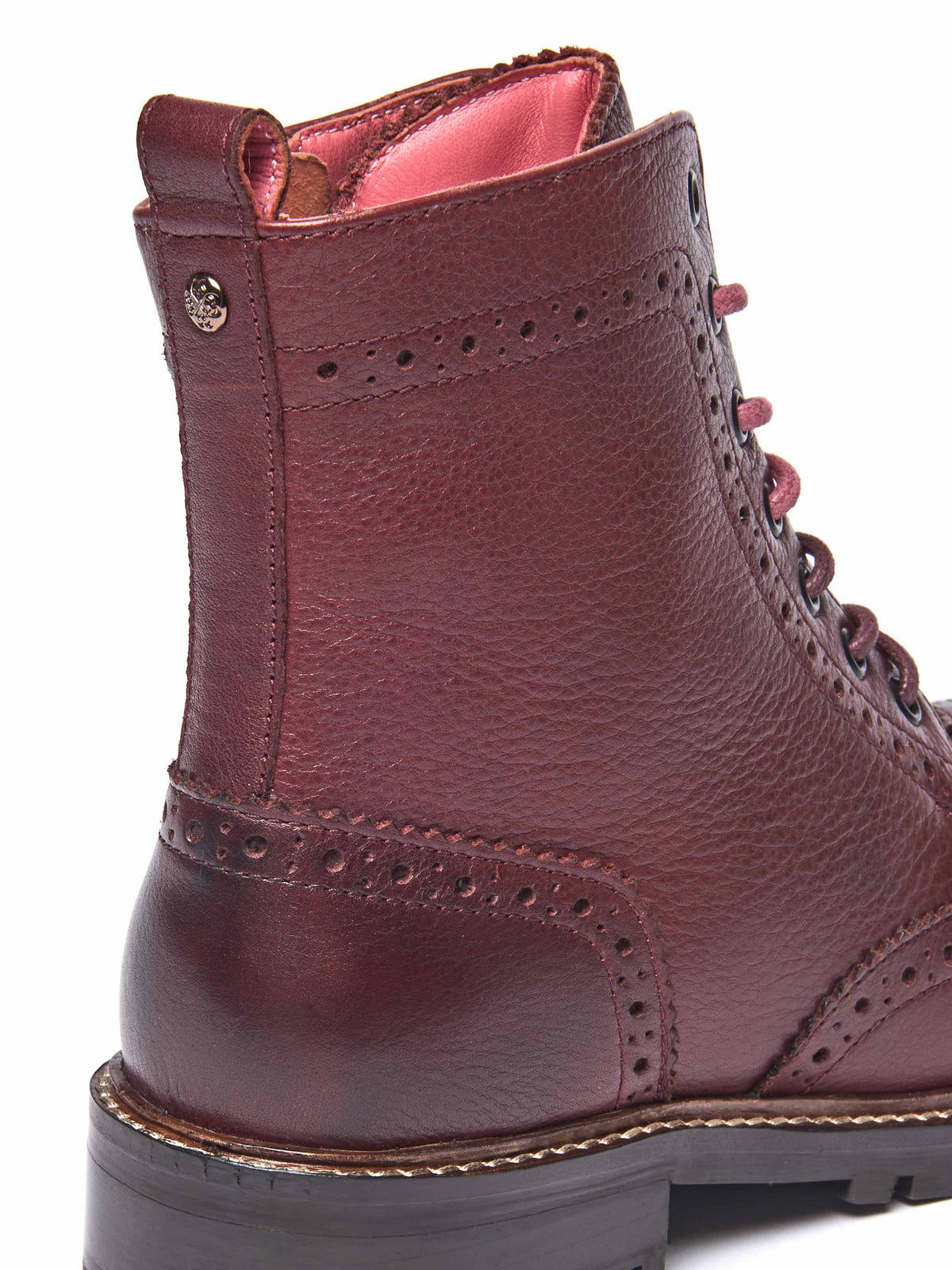 Red lace up leather brogue boots - FILICO ZINFANDEL RED