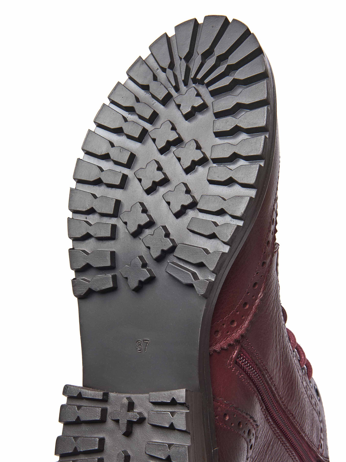 Red lace up leather brogue boots - FILICO ZINFANDEL RED