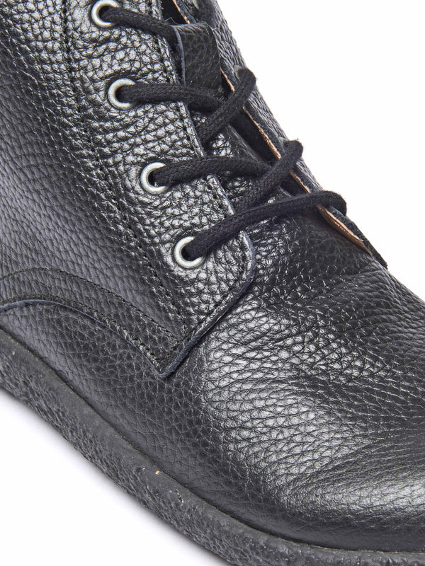 Black cushioned lace-up leather chukka boots - PINEDA BLACK