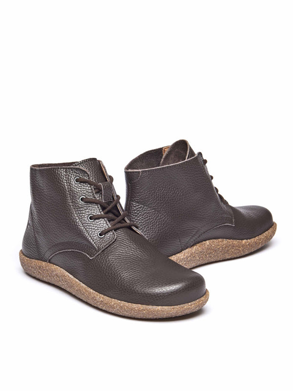 Brown cushioned lace-up leather chukka boots - PINEDA BROWN LEATHER
