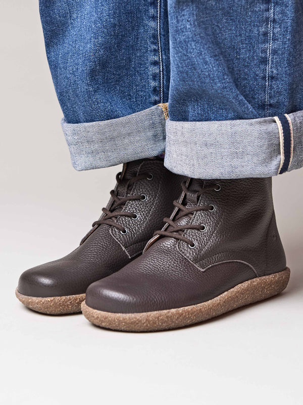 Brown cushioned lace-up leather chukka boots - PINEDA BROWN LEATHER