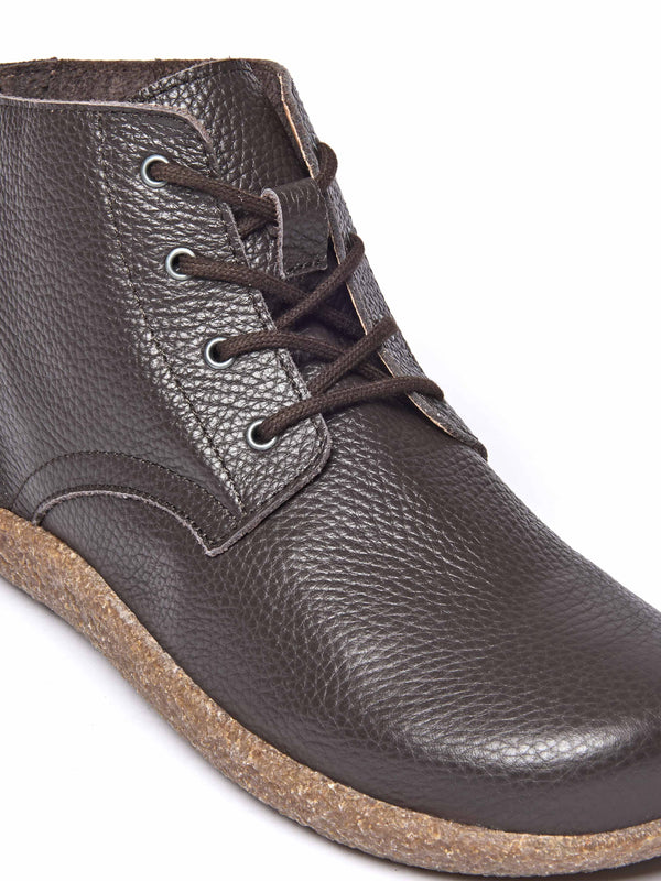Brown cushioned lace-up leather chukka boots - PINEDA BROWN LEATHER