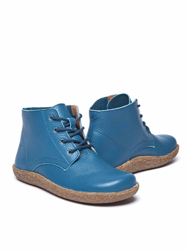 Blue / Green cushioned lace-up leather chukka boots - PINEDA LAGOON LEATHER