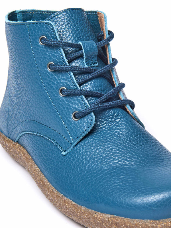 Blue / Green cushioned lace-up leather chukka boots - PINEDA LAGOON LEATHER