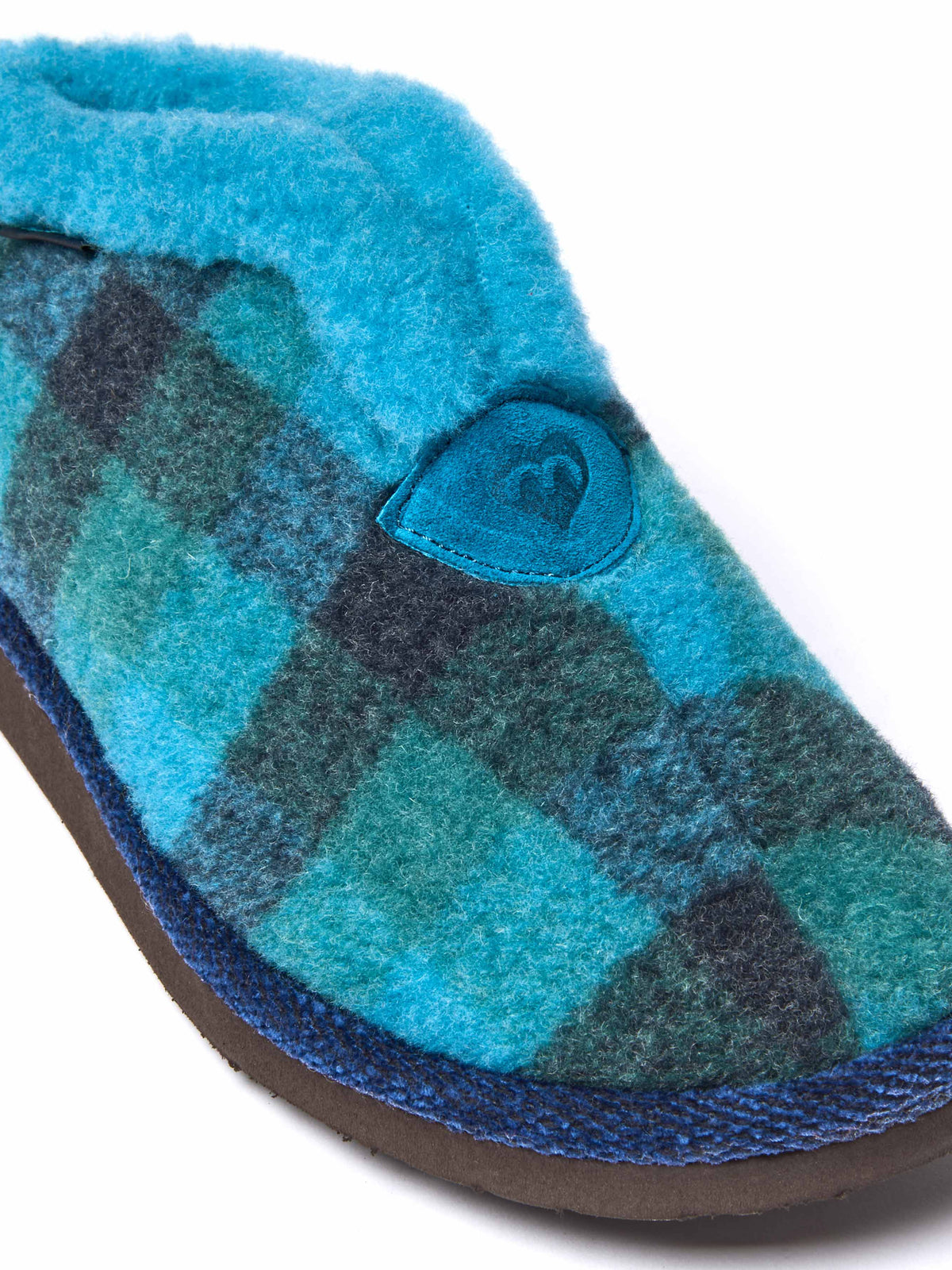 Blue felt plaid ankle boot slippers - NANIS MARINE TEAL PLAID