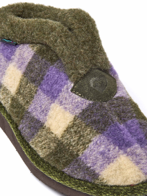 Green felt plaid ankle boot slippers - NANIS OLIVE GREEN PLAID