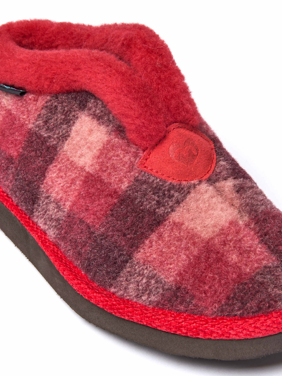 Red felt plaid ankle boot slippers - NANIS RED PLAID