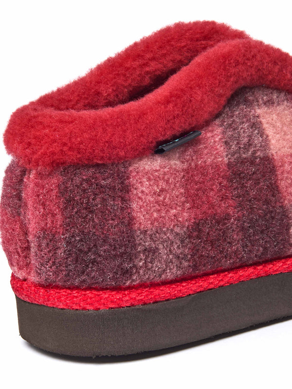 Red felt plaid ankle boot slippers - NANIS RED PLAID