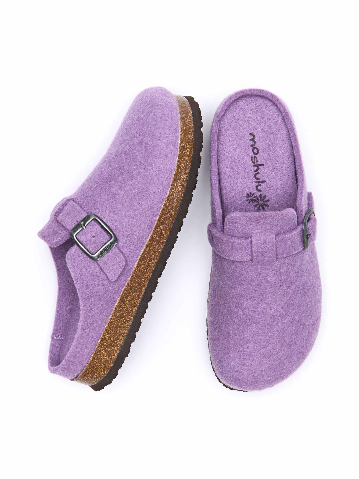 Purple wool felt clog mule slippers - CECILIA HYACINTH PURPLE