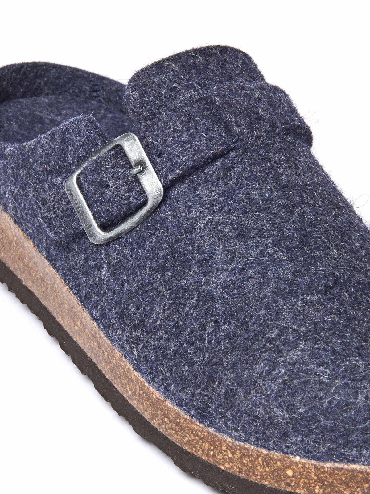 Blue wool felt clog mule slippers - CECILIA INDIGO