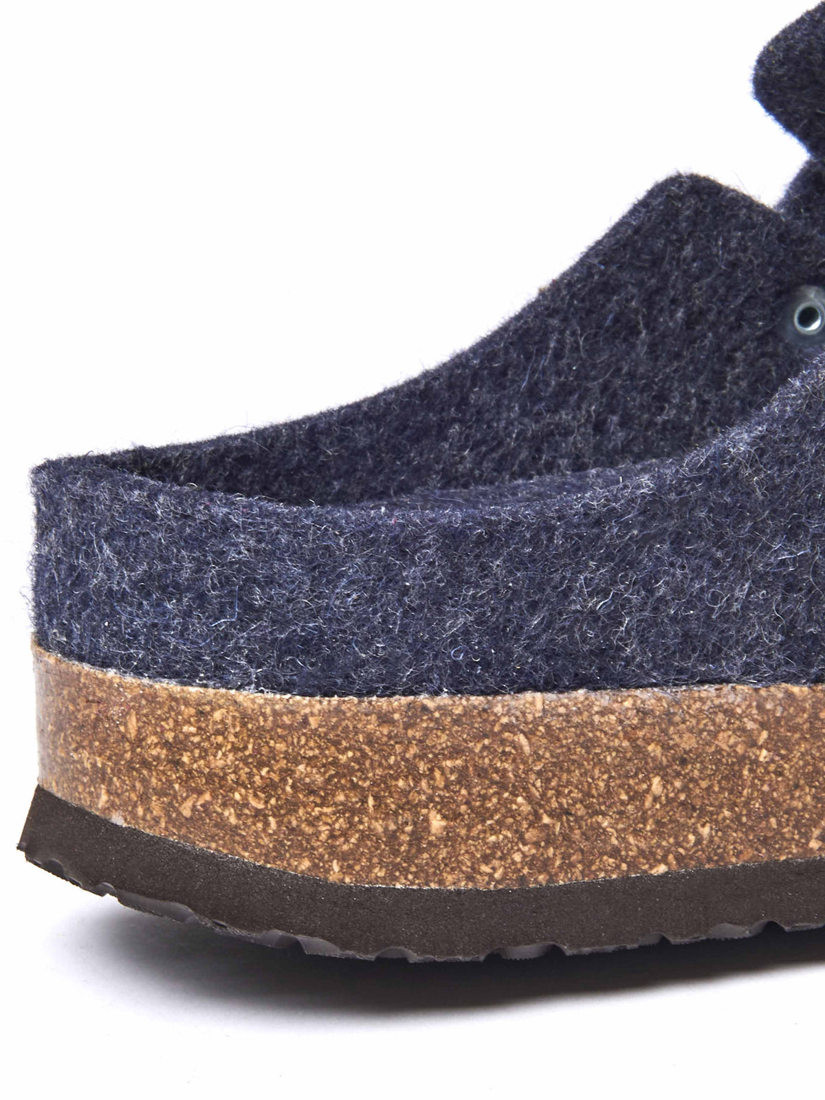 Blue wool felt clog mule slippers - CECILIA INDIGO
