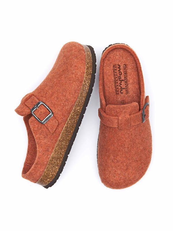 Orange wool felt clog mule slippers - CECILIA ORANGE