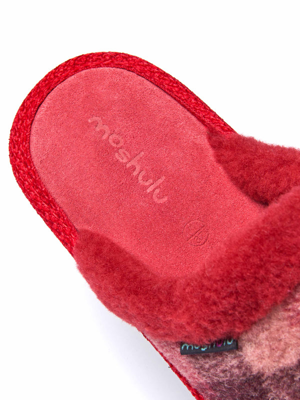 Red felted plaid mule slippers - RENFREW RED PLAID