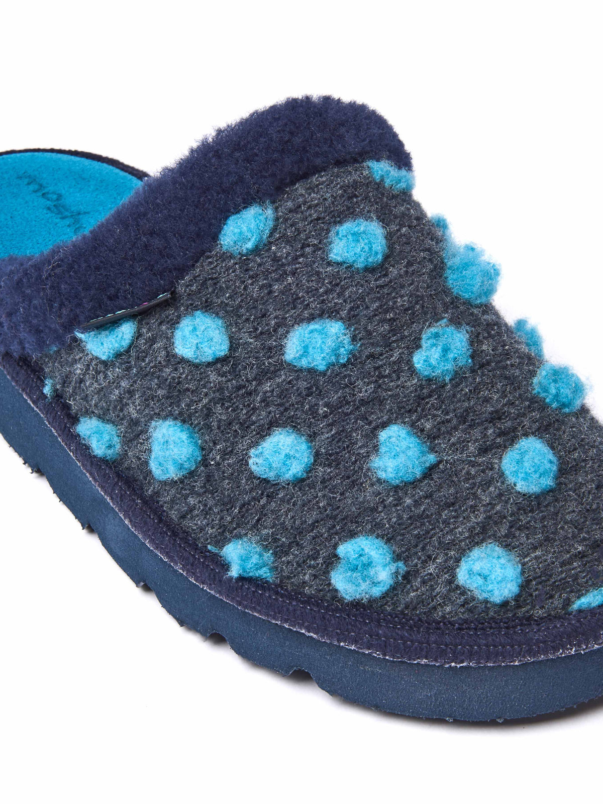 Blue colourful spotty mule slippers - MALIA REMIX INDIGO