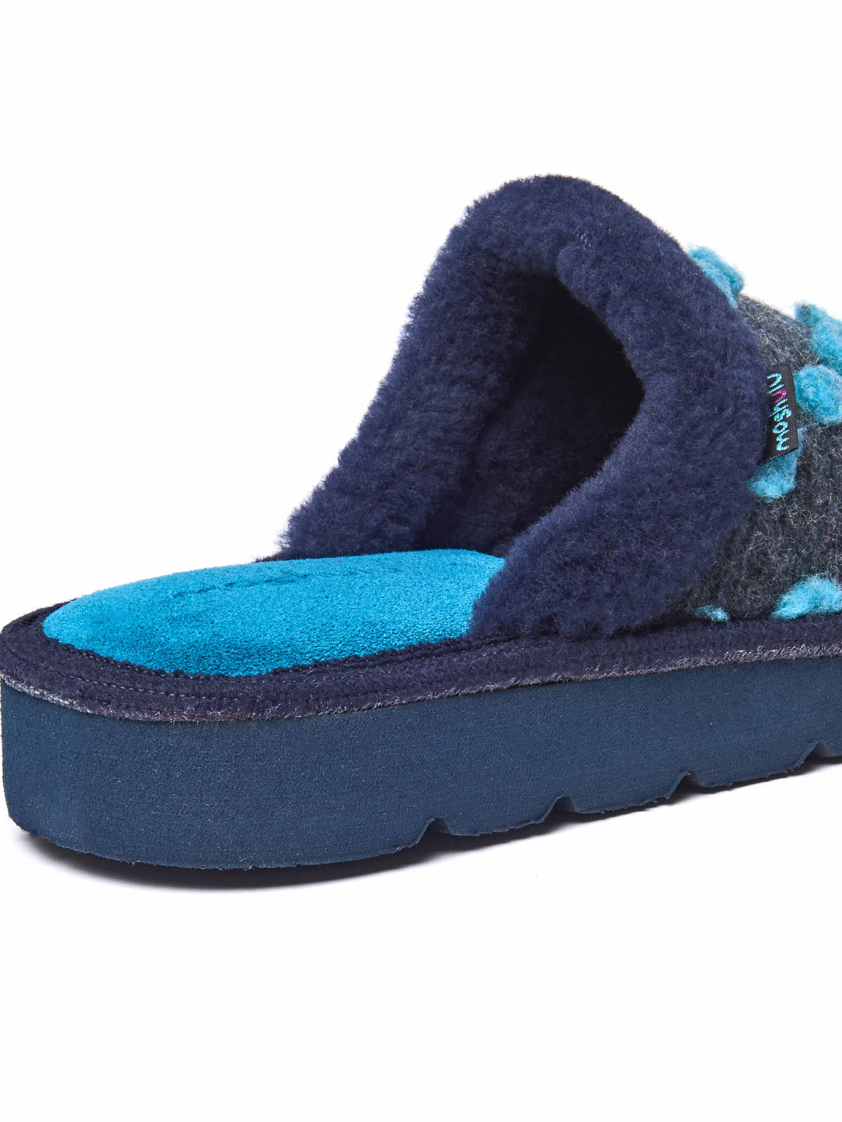Blue colourful spotty mule slippers - MALIA REMIX INDIGO