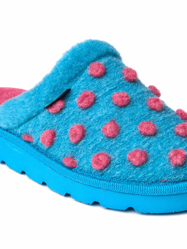 Blue colourful spotty mule slippers - MALIA REMIX MARINE TEAL