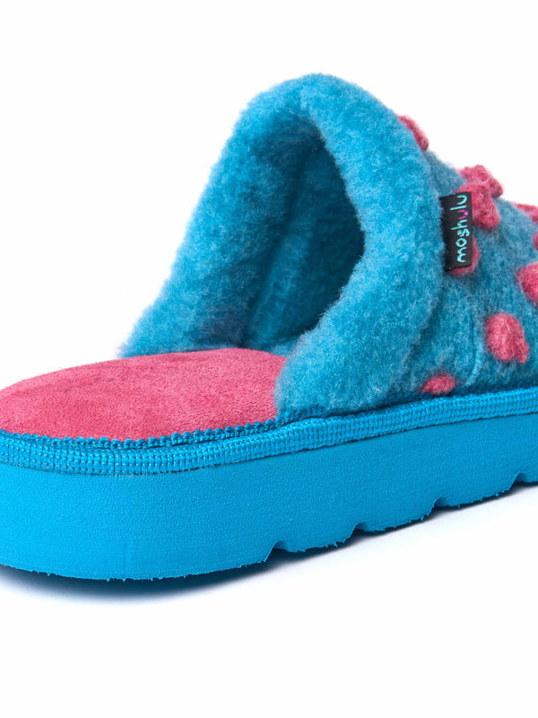 Blue colourful spotty mule slippers - MALIA REMIX MARINE TEAL
