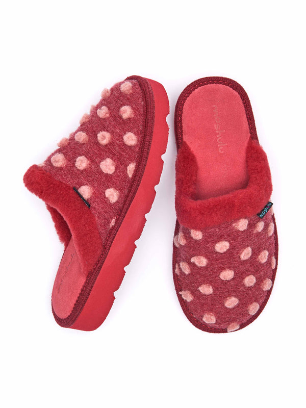 Red colourful spotty mule slippers - MALIA REMIX RED