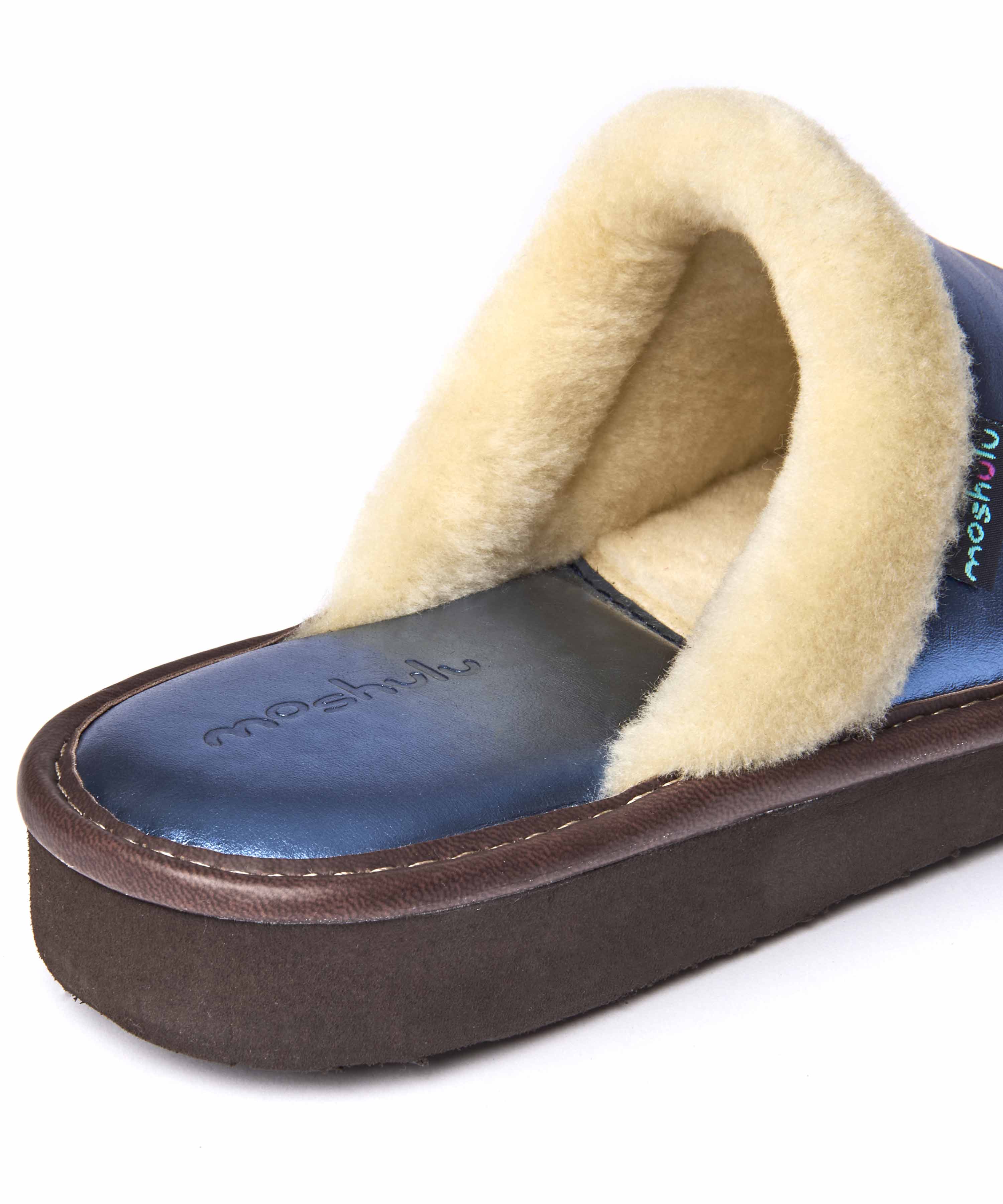 ADELE METALLIC BLUE | Blue colourful metallic leather mule