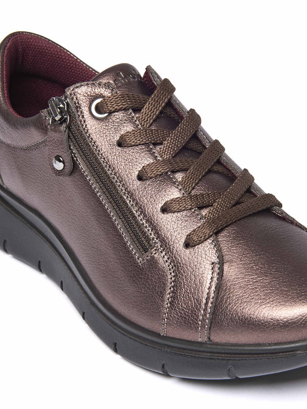 Metallic / Brown casual lightweight trainers - KENSEY BRONZE METALLIC LEATHER