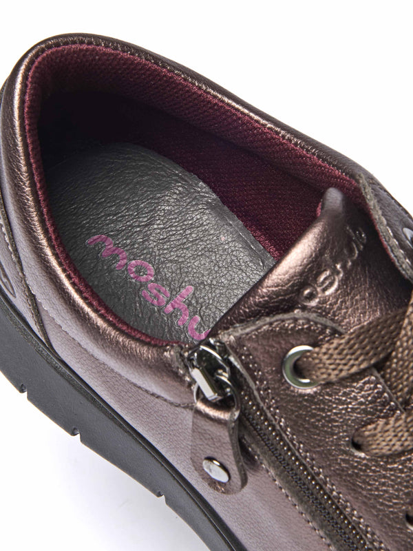 Metallic / Brown casual lightweight trainers - KENSEY BRONZE METALLIC LEATHER