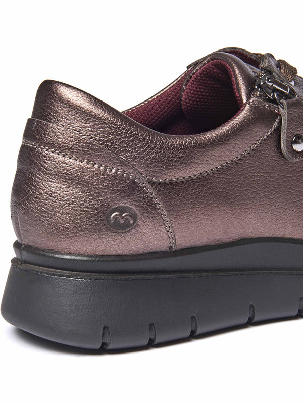 Metallic / Brown casual lightweight trainers - KENSEY BRONZE METALLIC LEATHER