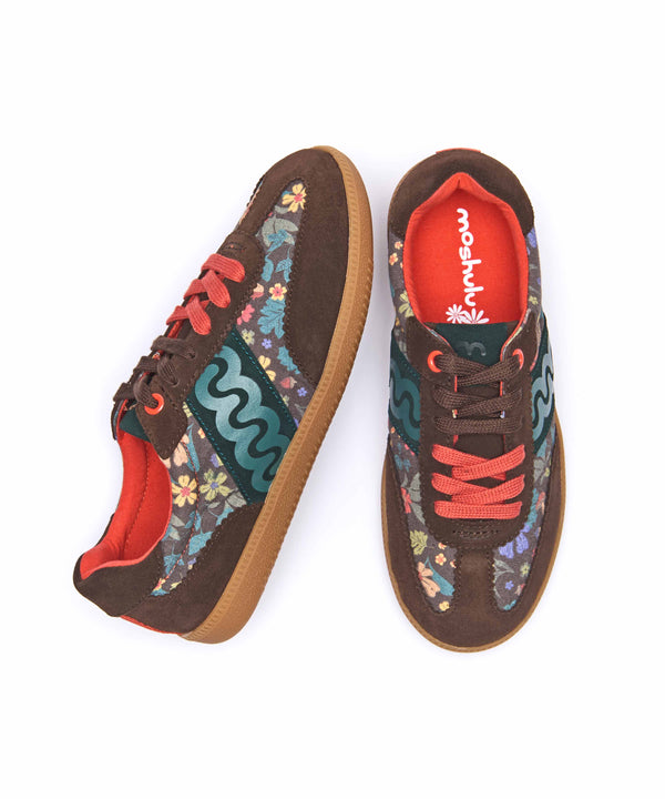 MARGOT BROWN ACORN PRINT SUEDE