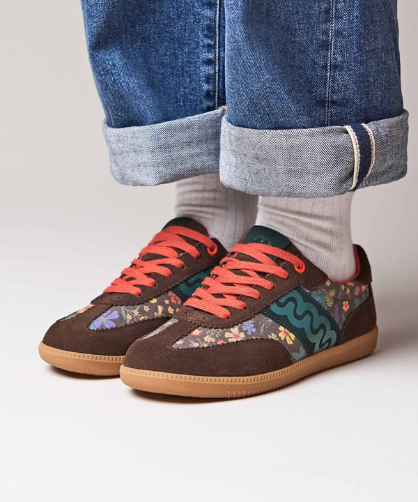 MARGOT BROWN ACORN PRINT SUEDE