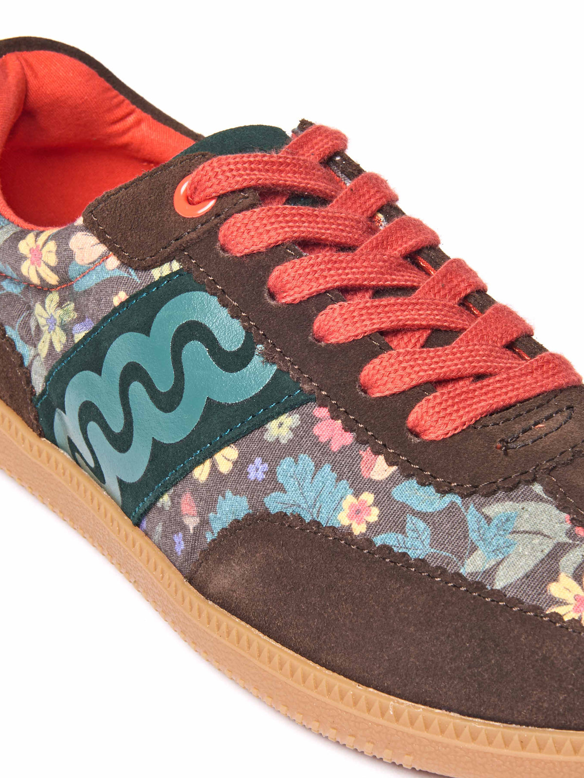 Brown sporty lace up trainers - MARGOT BROWN ACORN PRINT SUEDE