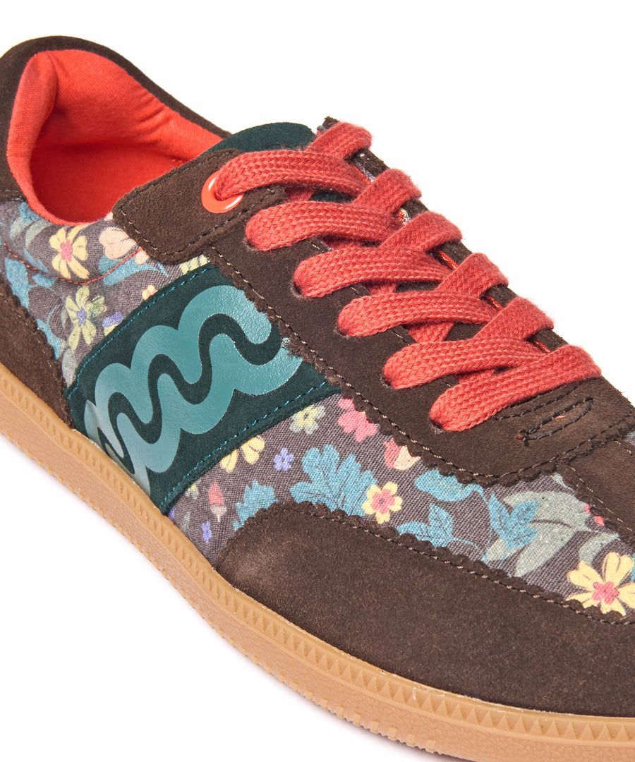 MARGOT BROWN ACORN PRINT SUEDE