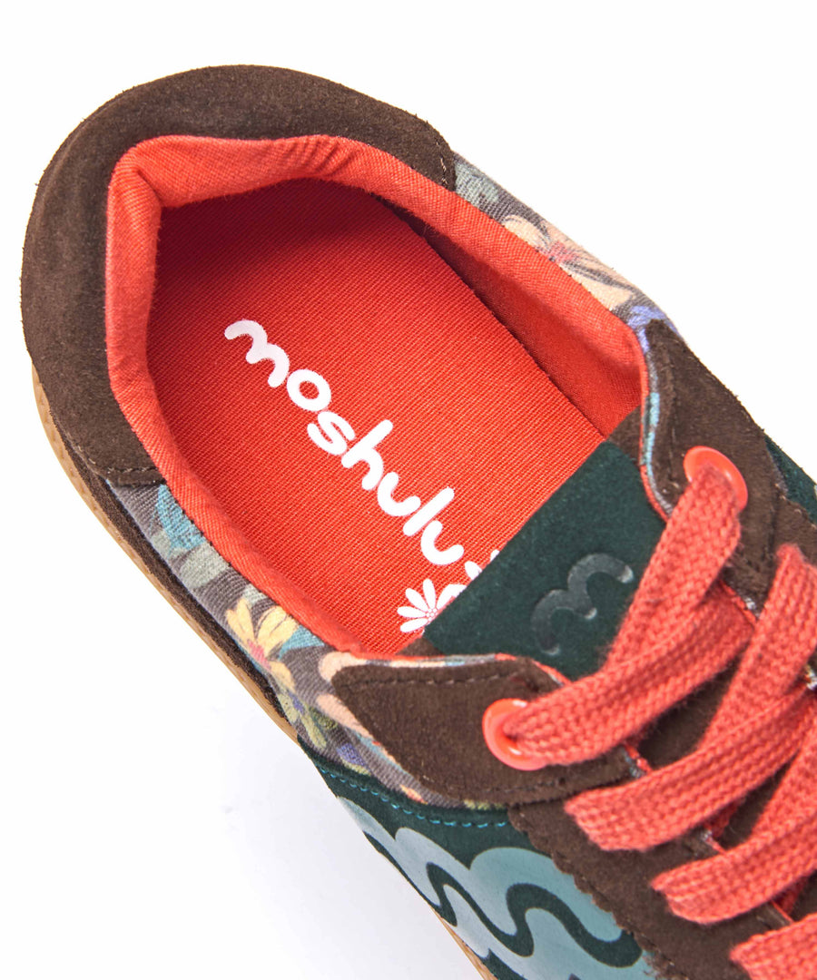MARGOT BROWN ACORN PRINT SUEDE