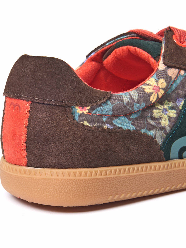Brown sporty lace up trainers - MARGOT BROWN ACORN PRINT SUEDE