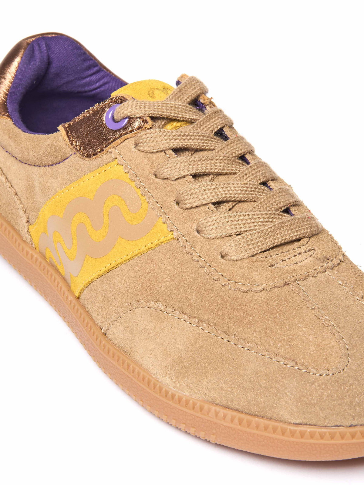 Brown sporty lace up trainers - MARGOT HONEY TAN SUEDE