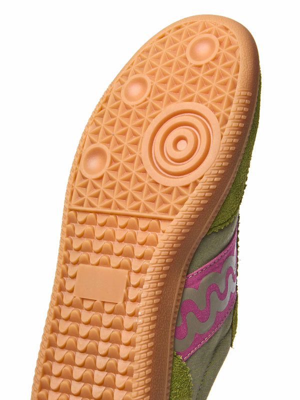 Green sporty lace up trainers - MARGOT LICHEN GREEN/FUCHSIA PINK