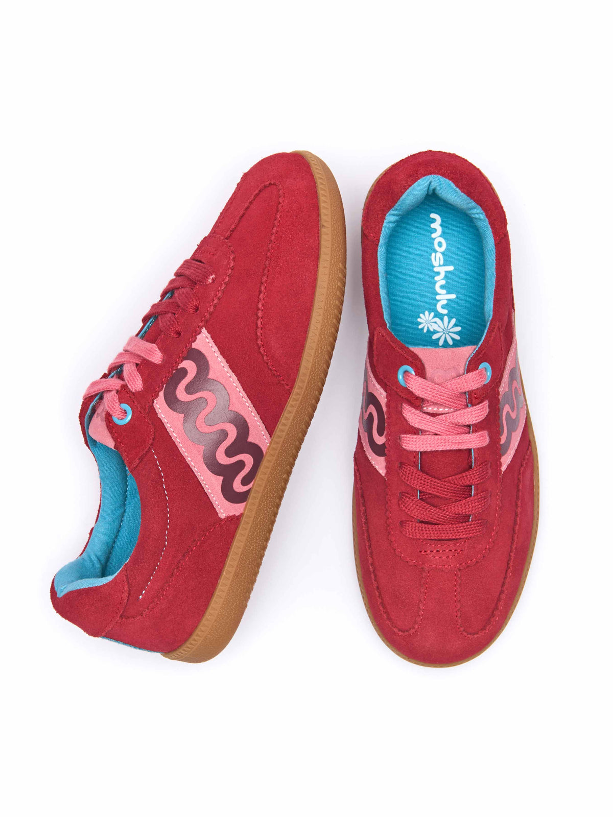 Red sporty lace up trainers - MARGOT RED SUEDE
