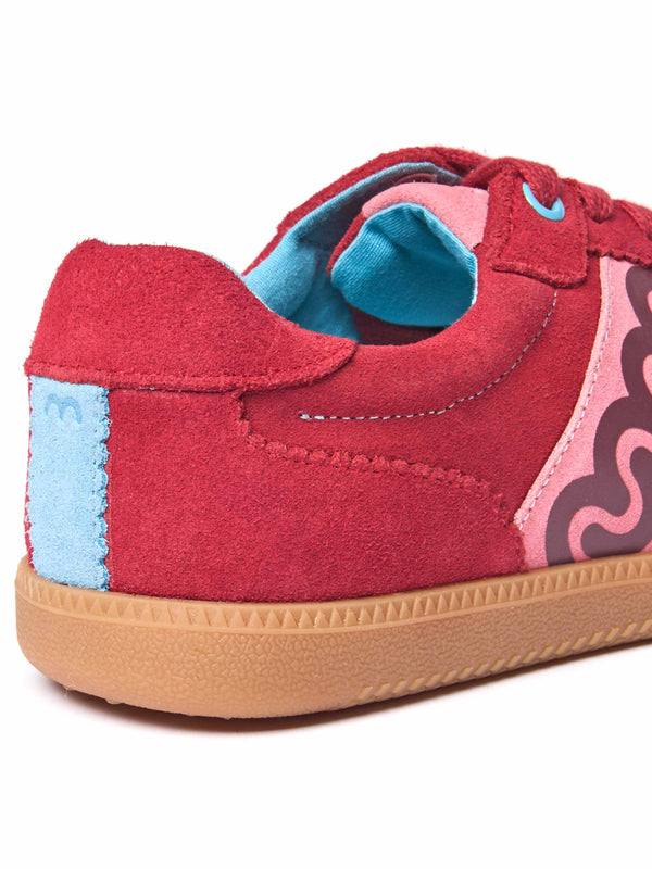 Red sporty lace up trainers - MARGOT RED SUEDE