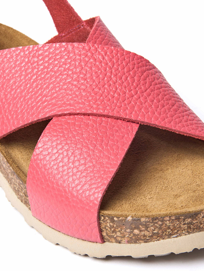 Pink slingback cork wedge sandals - HARLYN CORAL PINK LEATHER