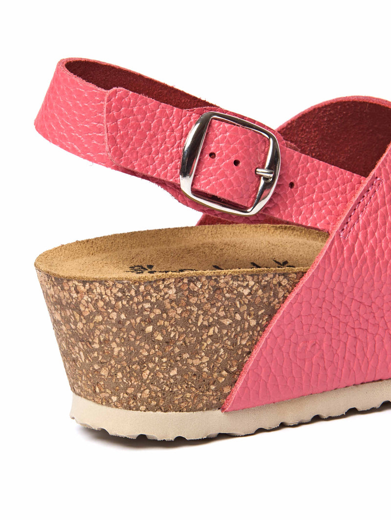 Pink slingback cork wedge sandals - HARLYN CORAL PINK LEATHER