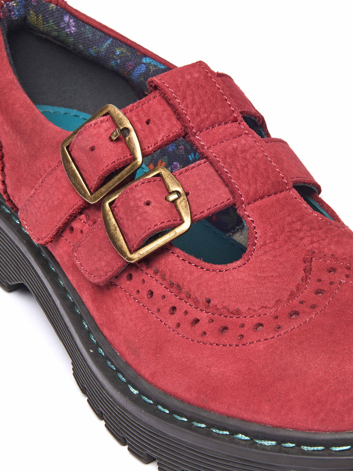 Red chunky Mary Jane shoes - CALTHIA RED NUBUCK