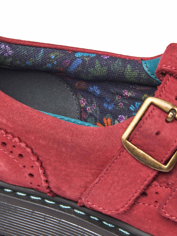 Red chunky Mary Jane shoes - CALTHIA RED NUBUCK
