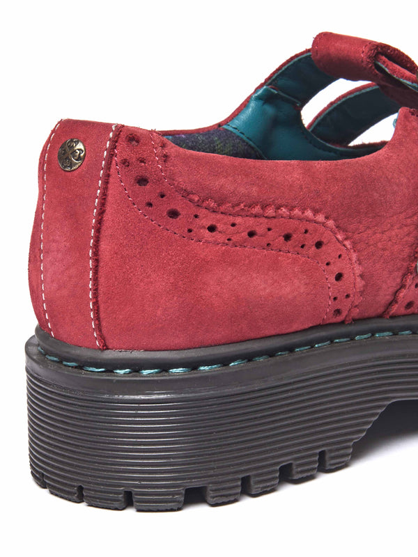 Red chunky Mary Jane shoes - CALTHIA RED NUBUCK