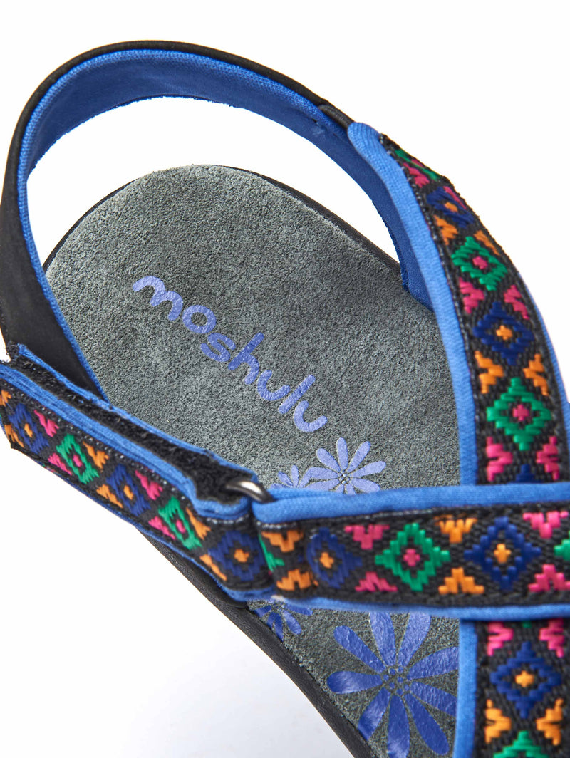 Black Adjustable textile & nubuck activity sandals - TEIGN BLACK MULTI