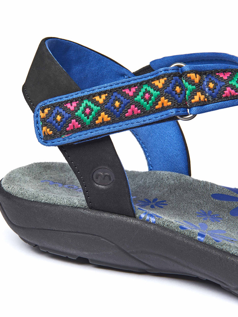 Black Adjustable textile & nubuck activity sandals - TEIGN BLACK MULTI