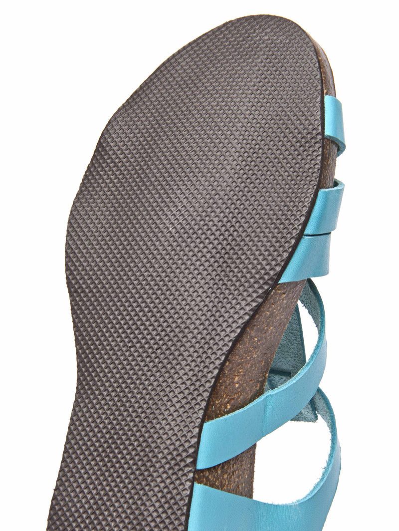 Blue mid-wedge cork sandal - POLPERRO POOL BLUE