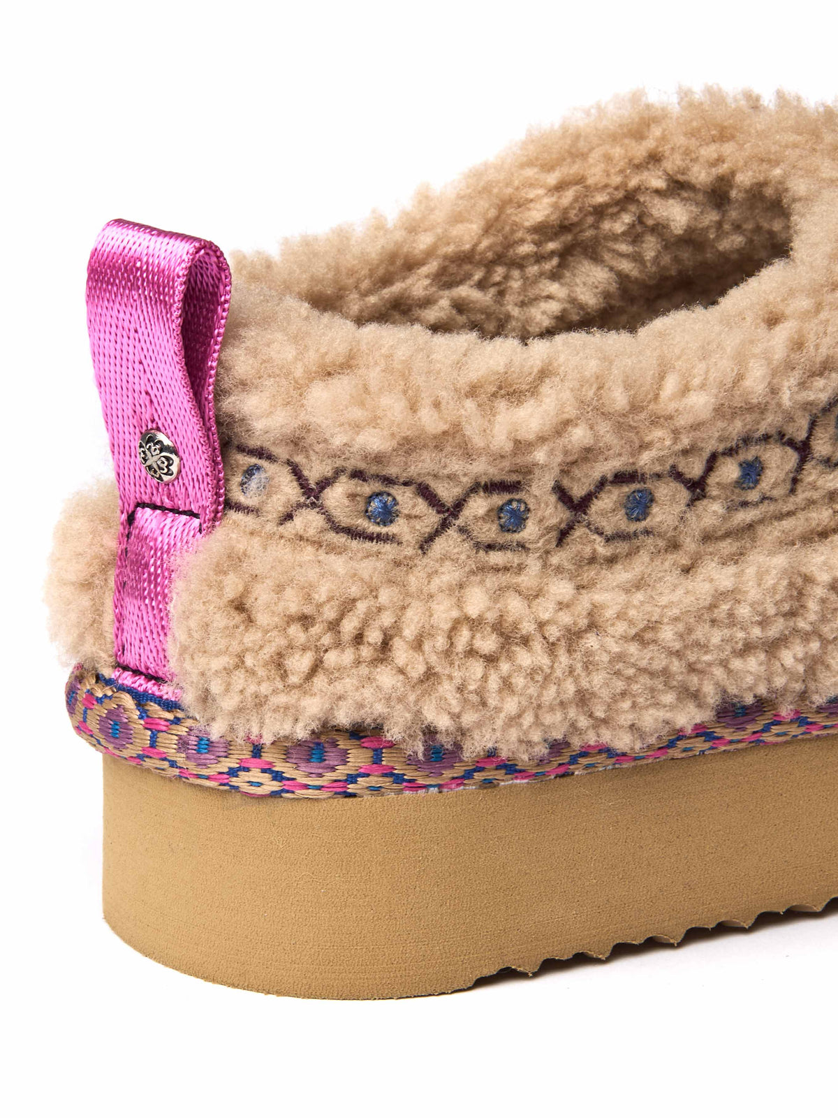Neutral boucle Turkish mule slipper - CUBA BISCUIT